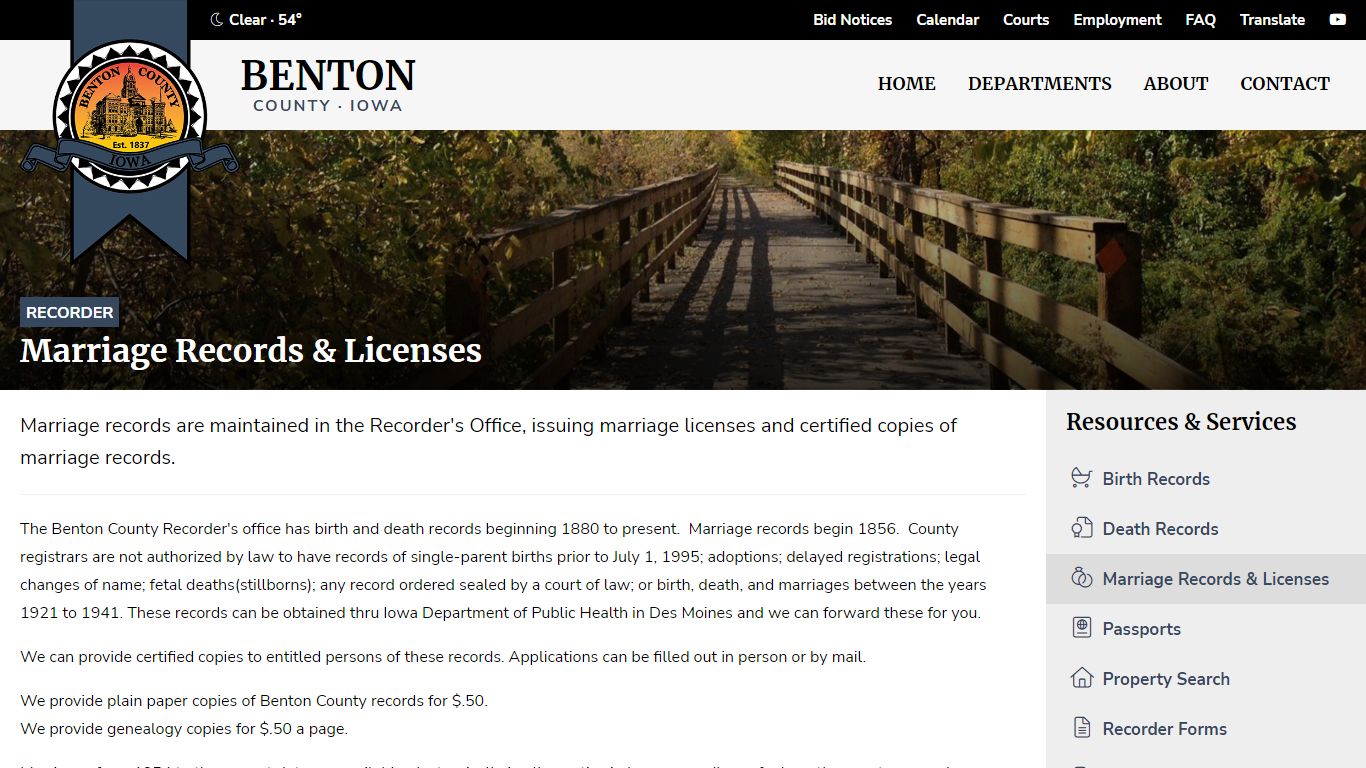 Marriage Records & Licenses | Benton County, Iowa