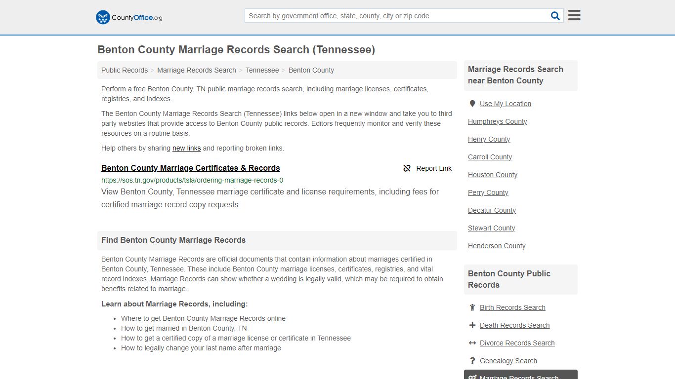 Marriage Records Search - Benton County, TN (Marriage Licenses ...