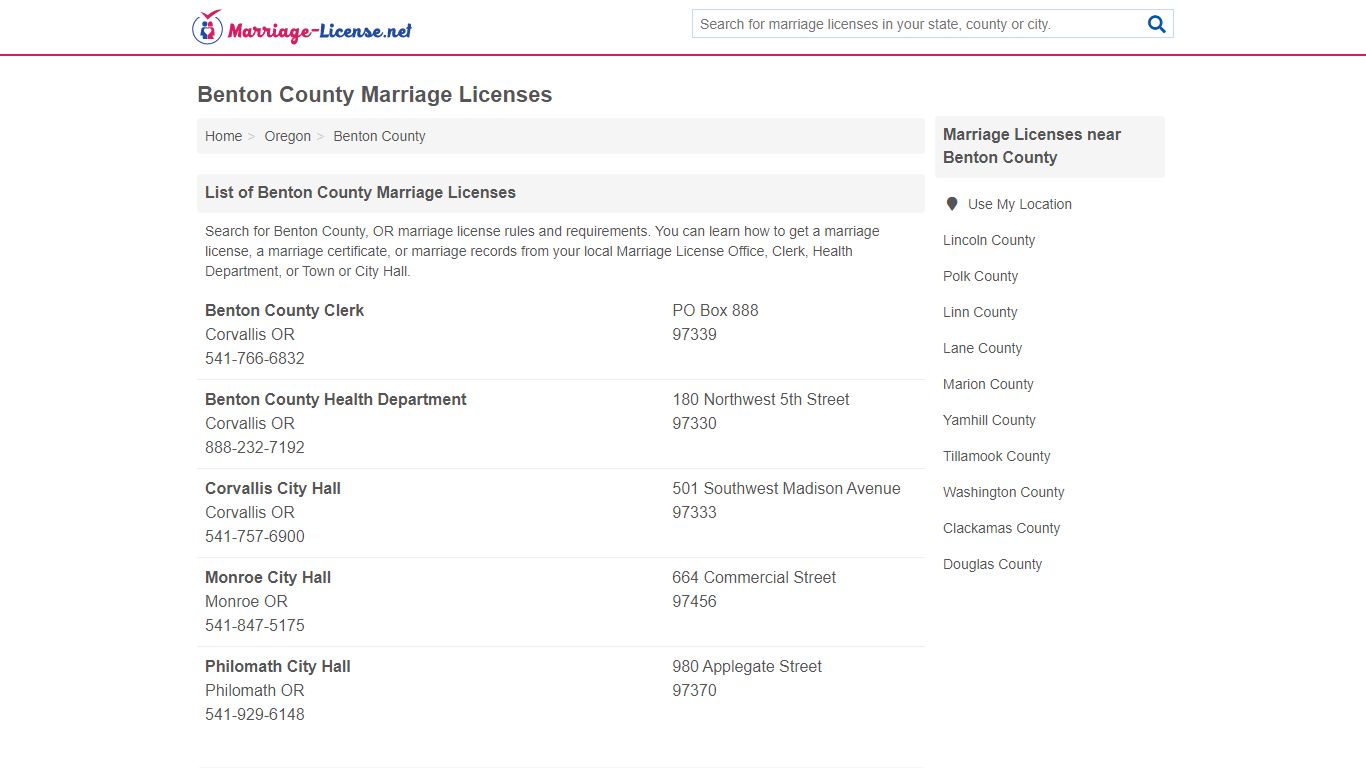 Benton County Marriage Licenses